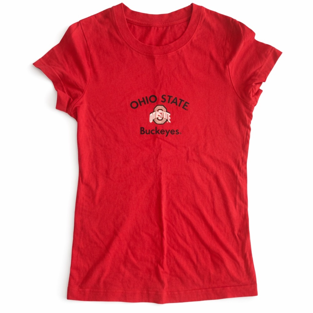 Ohio State Women's Red Short Sleeve Stretch Y2K Vintage Tee NWOT